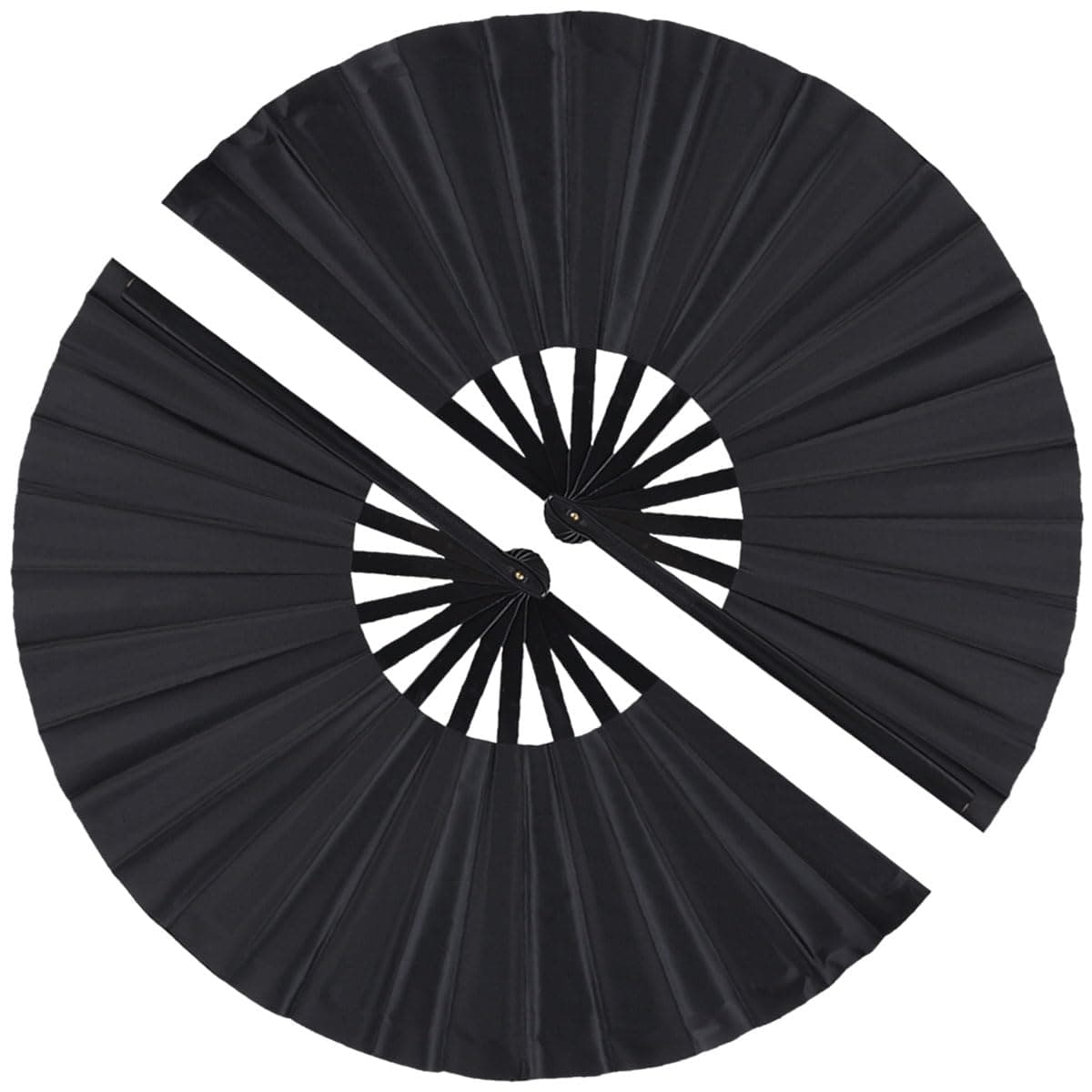 2 Pack Large Folding Hand Fan, Nylon-Cloth Vintage Retro Fabric Fans, Chinese Kung Fu Tai Chi Hand Fan for Men/Women, Festival, Dance, Gift, Performance, Decorations (Black)