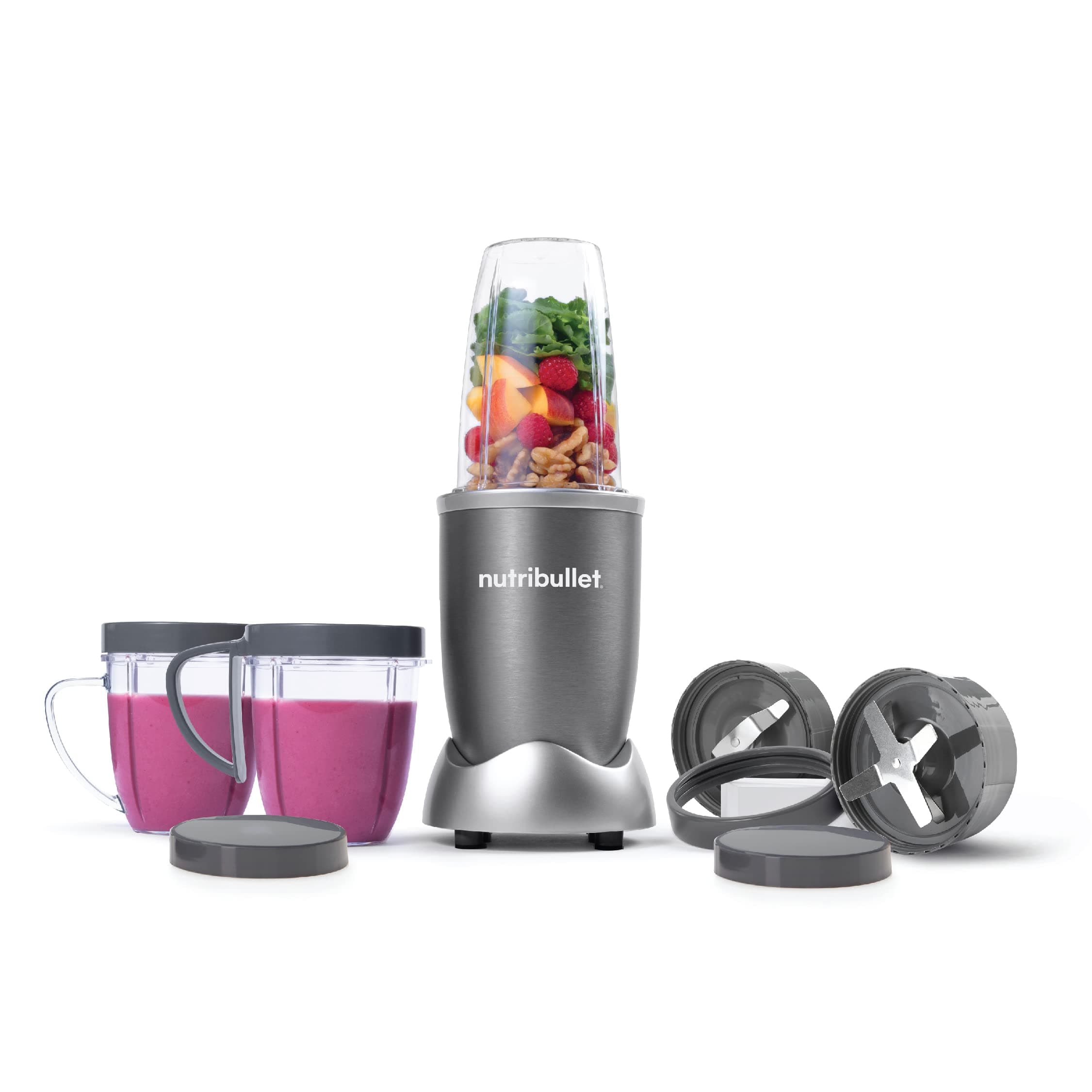 600 Watts, 9pc Accessories,, Multi-Function High Speed Blender, Mixer System With Nutrient Extractor, Smoothie Maker, Grey, NBR-1212M, 1-year limited warranty