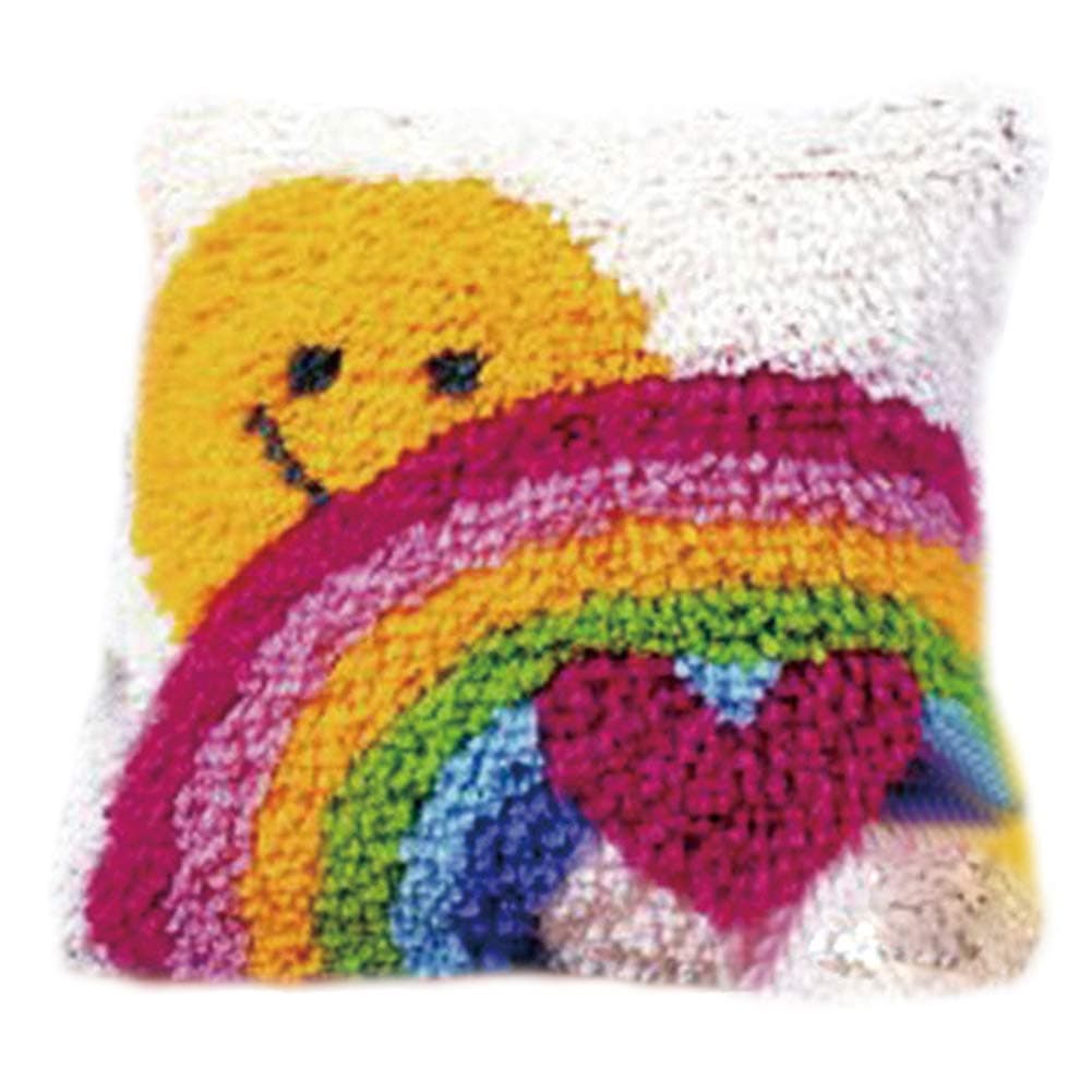 Patterned DIY Cushion Carpet Mat Latch Hook Rug Kits Cover Hand Craft Embroidery Pillowcase Crocheting Sewing Handmade Baby CaronYarn Kids Parents Gift