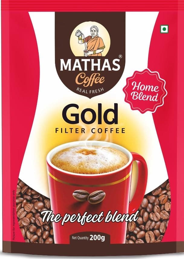 Mathas Coffee Powder | Leading Indian Filter Coffee | 80% Coffee 20% Chicory (Gold, 200gm)