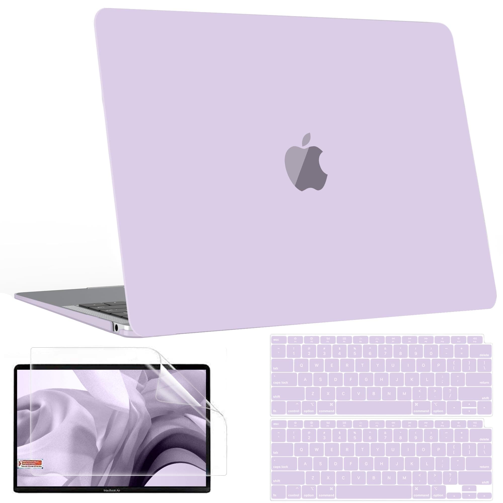B BELK Compatible with MacBook Air 13 inch Case M1, MacBook Air Case 2021 2020 2019 2018 A2337 A2179 A1932 Touch ID, Plastic Laptop Hard Shell + 2 Keyboard Covers + Screen Protector, Lavender Purple