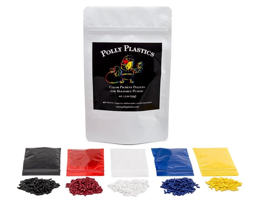 Polly Plastics Colour Pellets for Moldable Plastic (Blue/Red/Yellow/Black)