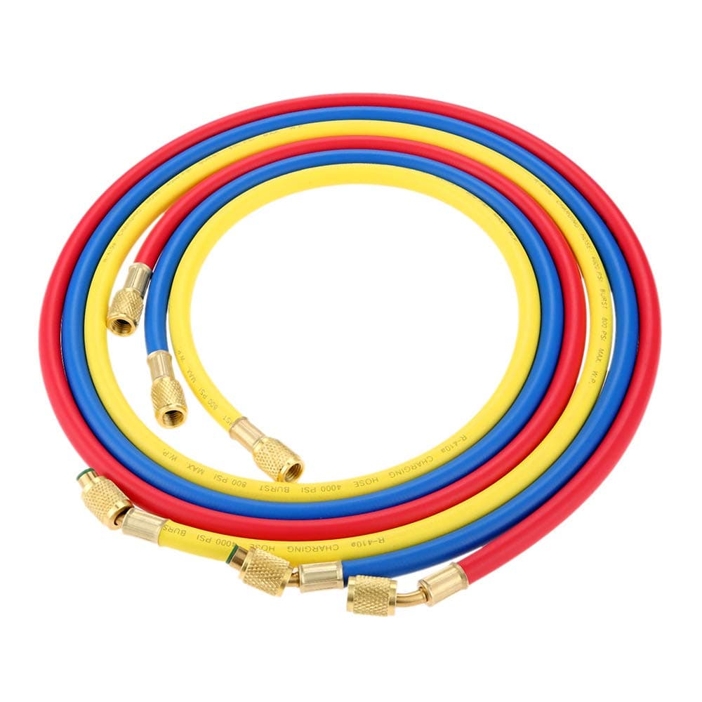 gohantee R410A AC Charging Hose Set 60‘’ 1/4'' SAE 800 PSI for HVAC Air Condition Refrigerant Hoses R134A R12 R22