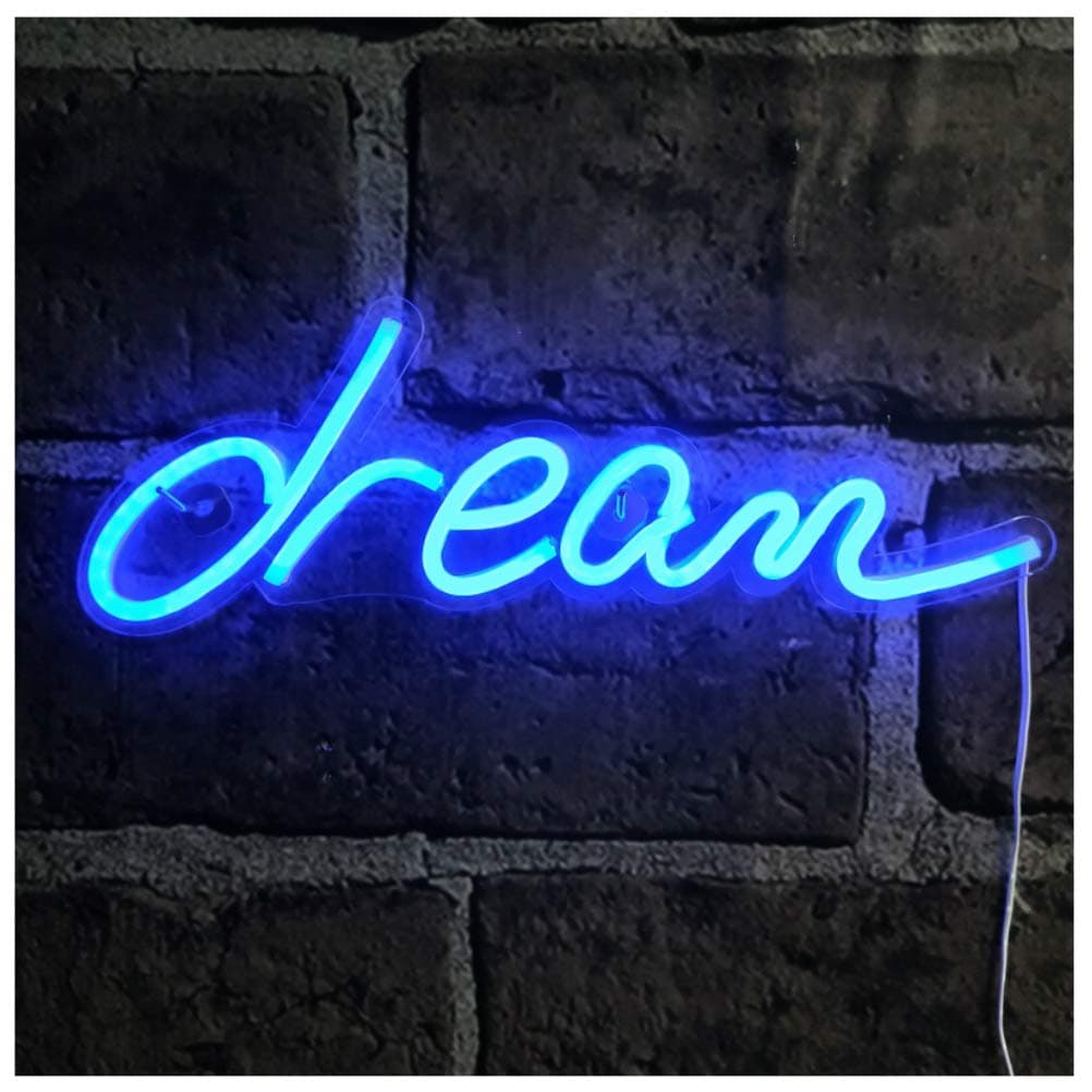 Britrio LED Neon Light Sign, 18”x6” Blue Dream Wall Art Decorative Neon Sign Pin Wall Hanging Sign for Bedroom Living Room Kid’s Room Party,Home Decor Neon Night Light USB Powered(Blue Dream)