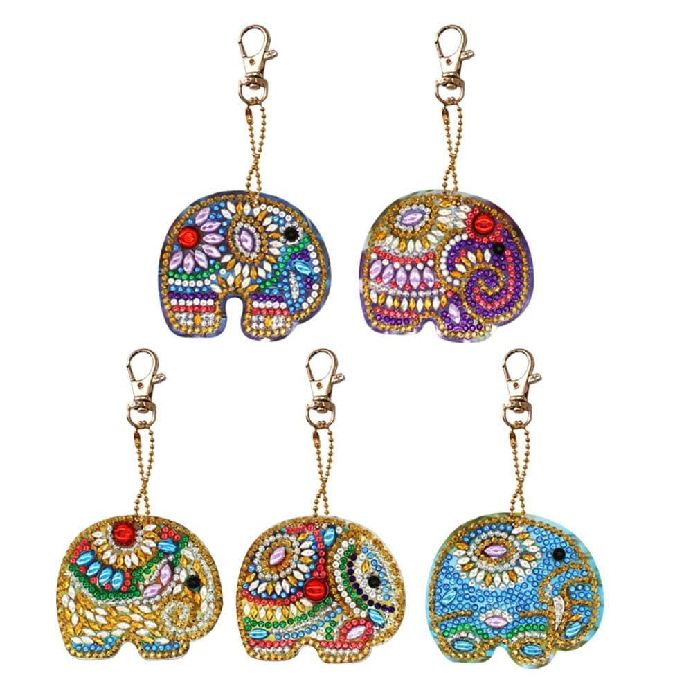 5D Diamond Painting Key Chains, 4pcs DIY Full Drill Special Shaped Diamond Painting Keychains Gifts for Phone Charm Bag Decor