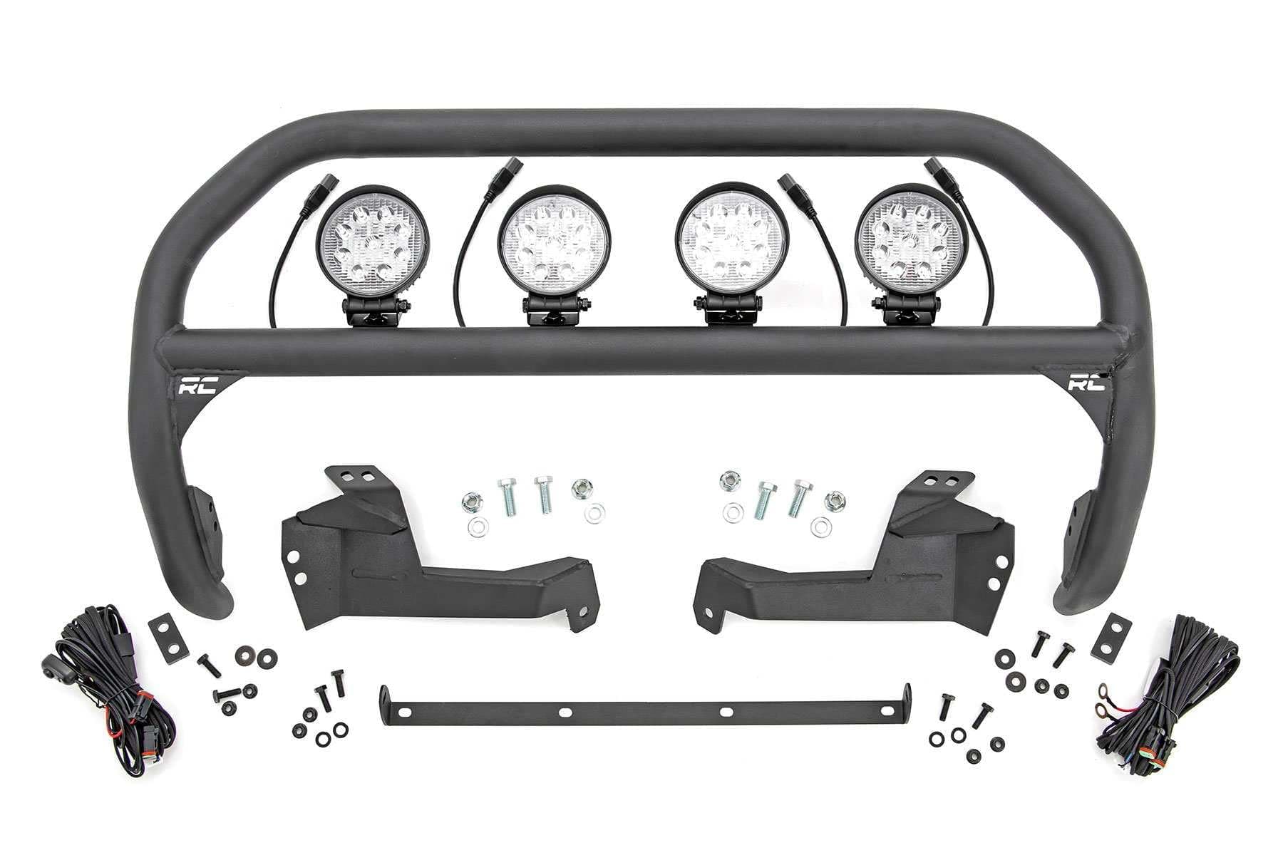 Nudge Bar with Quad 4" Round LED Lights for Ford Bronco Sport (2021-2024) - Low Profile Bull Bar with 108W, 9640 Lumen LED Pods