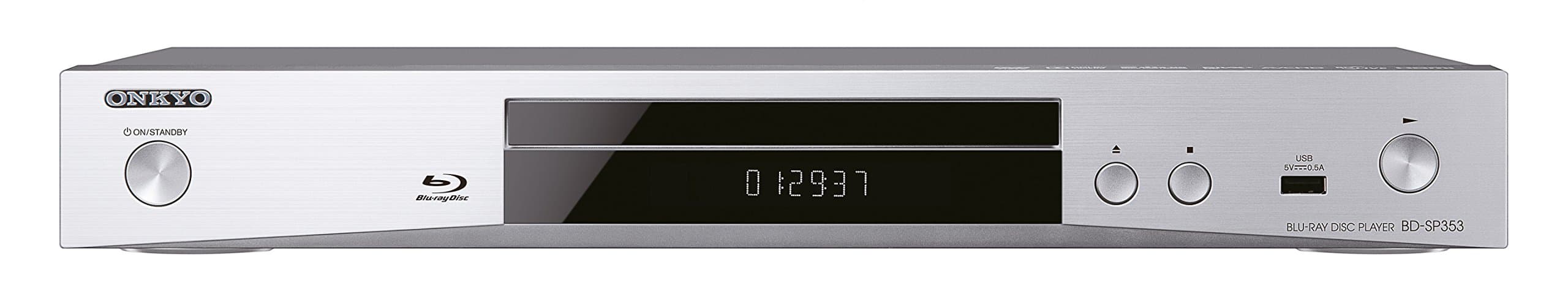 Onkyo BD-SP353(S) Blu-ray Disc Player for Blueray, DVD and Audio CD Playback, Dolby TrueHD Surround Sound, DTS-HD, 1080p High-Definition Video Signals, HDMI/USB Port, Silver