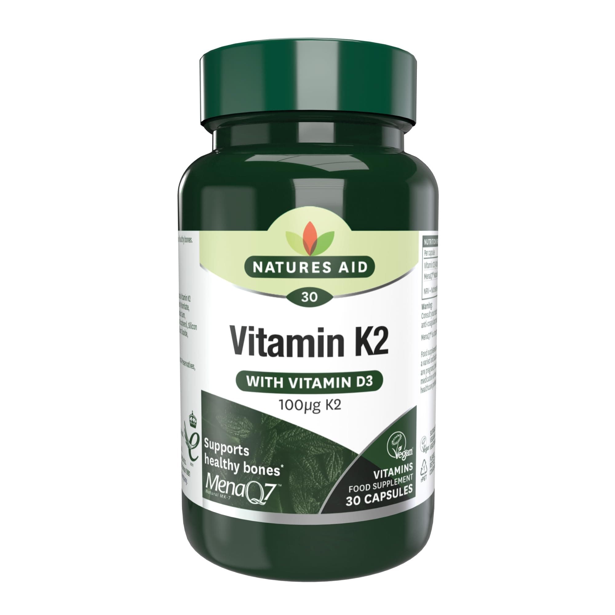 Natures Aid 100ug Vitamin K2, 30 Capsules