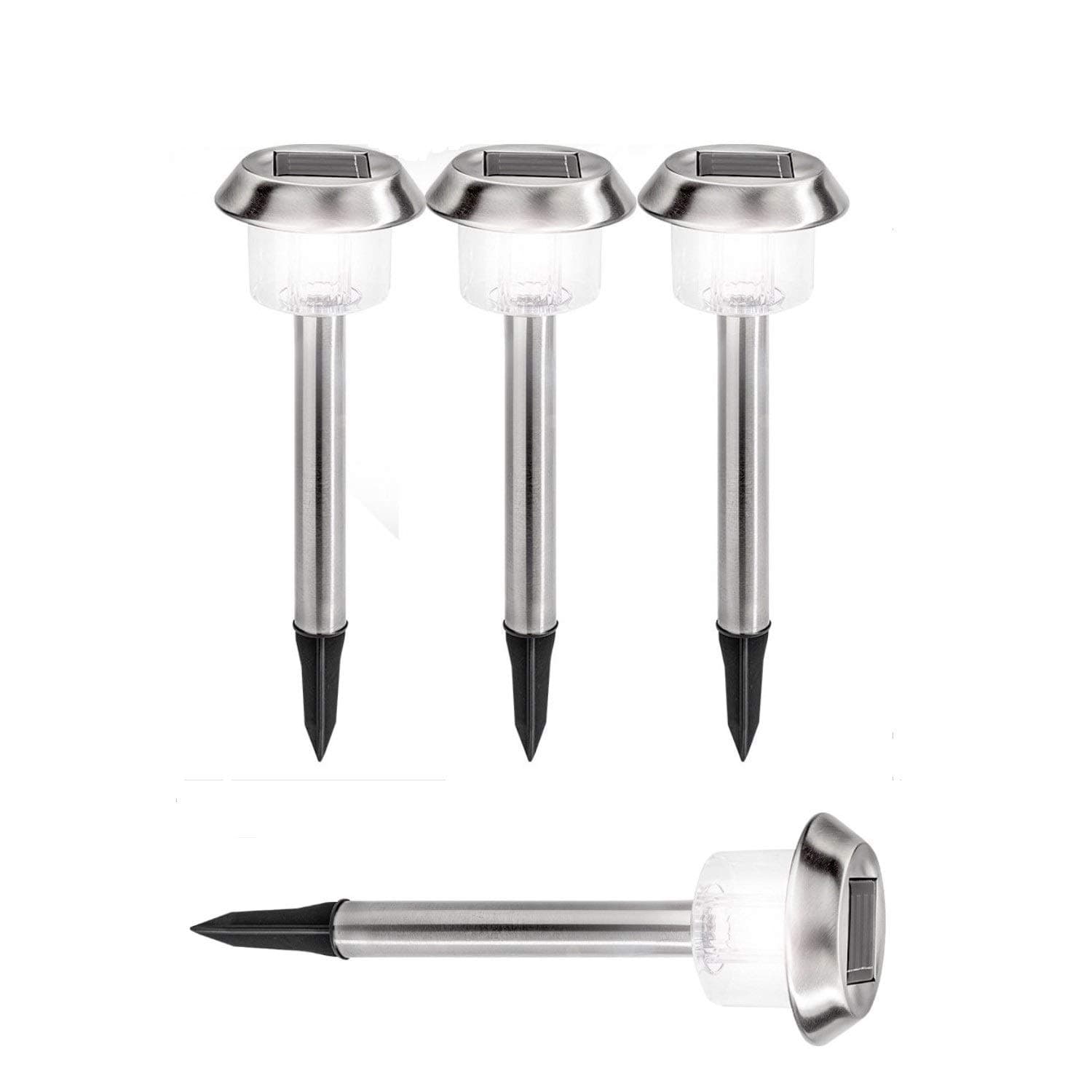 Solar Garden Lights Outdoor, Pathway Led Lighting Waterproof Solar Powered Stainless Steel 15 Lumens Bright for Path, Walkway, Patio and Landscape 4 Pack