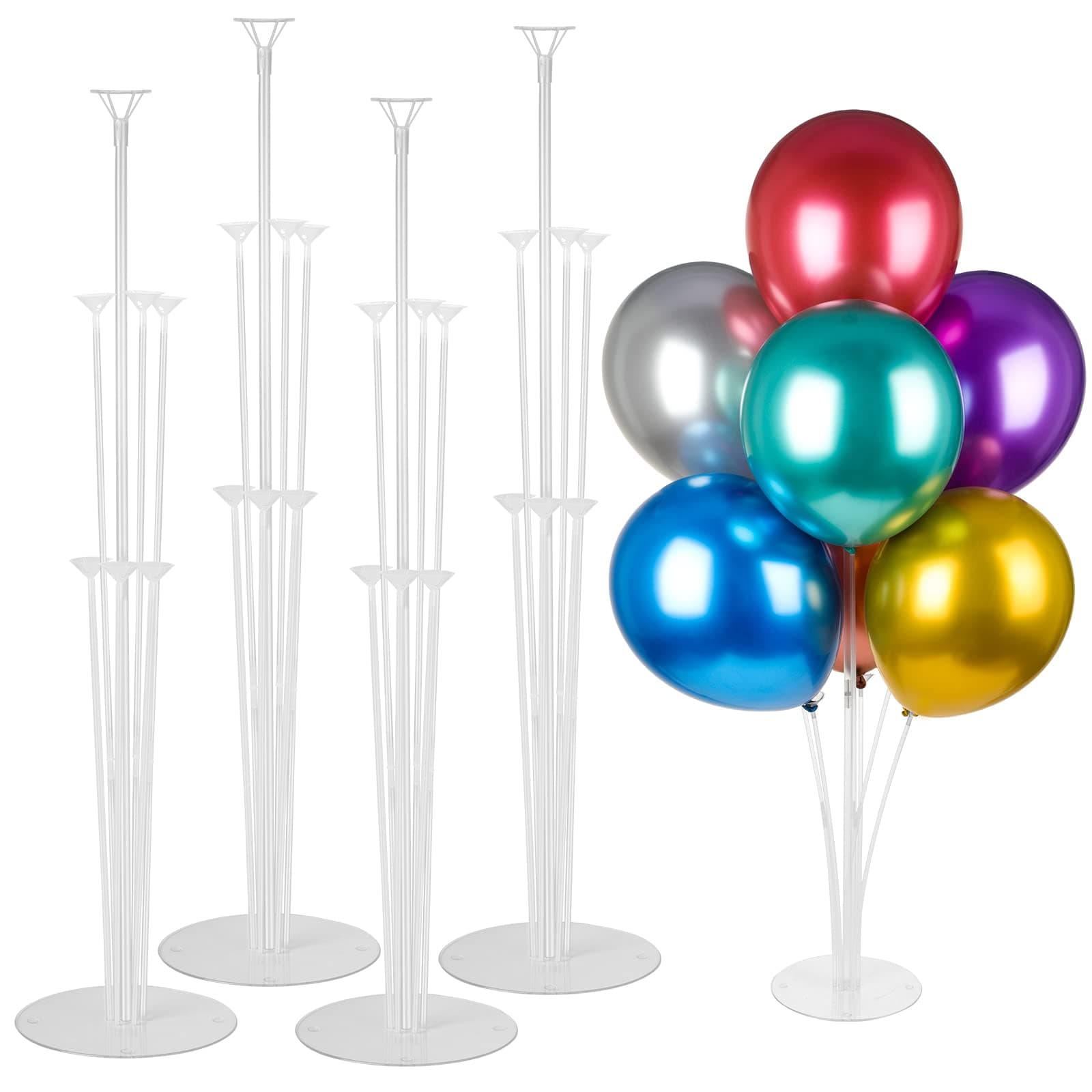 Voircoloria 4 Sets Balloon Stand Kits, Balloon Sticks Holder with Base for Table Graduation Birthday Baby Shower Gender Reveal Party Decorations