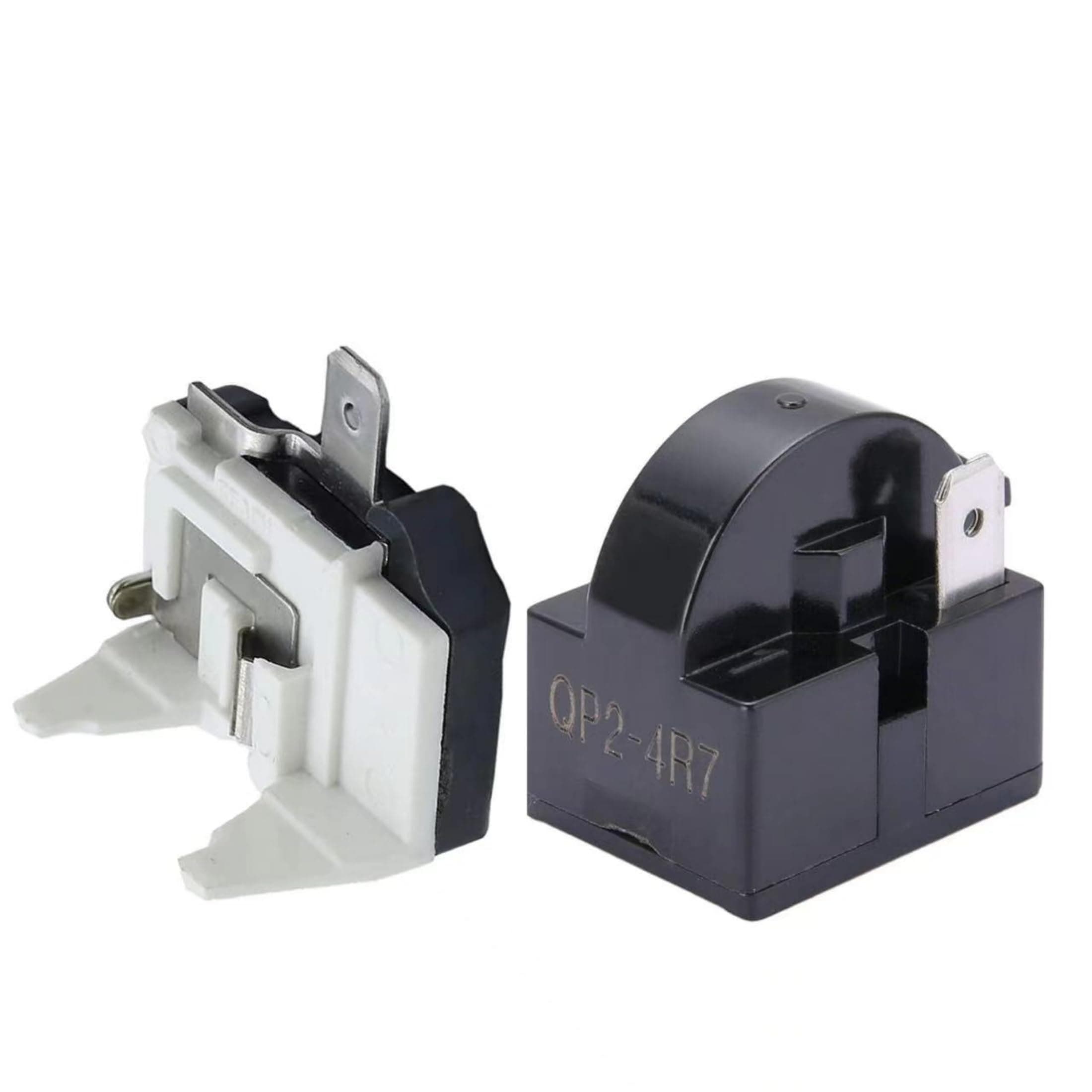 1Pcs QP2-4R7 1Pin 4.7 Ohm Refrigerator Starter/Start Relay for Vissani Danby Compressor Relay and 1Pcs Refrigerator Overload Protector 1/2HP(2 Pieces in Total