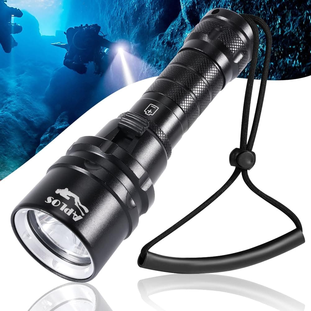APLOS AP20 Scuba Dive Light - 2000 Lumens Scuba Diving Flashlight, IPX8 Waterproof Underwater Torch with Rechargeable Battery and Charger
