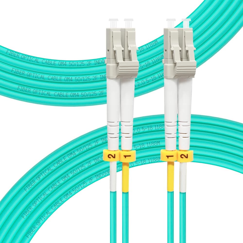 15m/49ft OM4 LC to LC Fiber Patch Cable | Length Options: 0.5m-100m, 40GB/100GB Duplex, 50/125um Multimode Fiber Optic Cable Cord LSZH 15Meter(49ft)