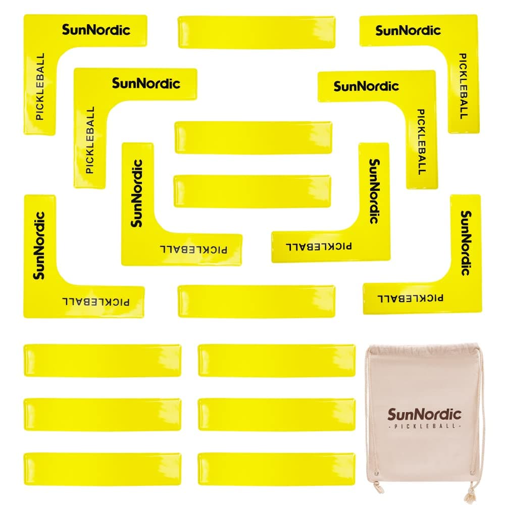 SunNordic Pickleball Court Marker Kit - Official Size Lines Set with Drawstring Bag, Create Your Own Court for Driveway, Backyard, Park & Lawn