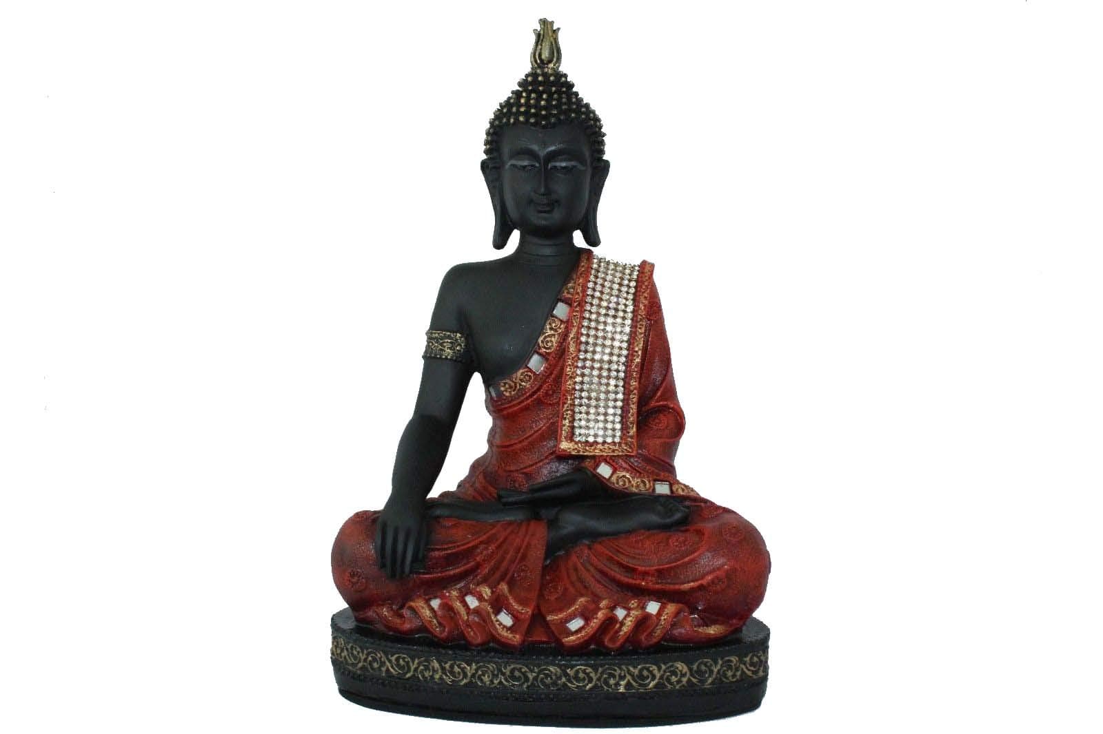 PH Artistic Buddhism God Meditative Buddha Idol Statue Poly Resin Home Decorative Gift Item (Red)