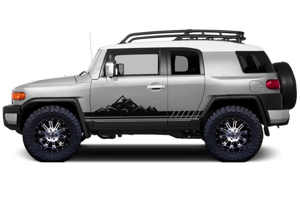 Factory Crafts Mountain Side Stripe Graphics Kit Vinyl Decal Wrap Compatible with Toyota FJ Cruiser 2007-2014 - Matte Black
