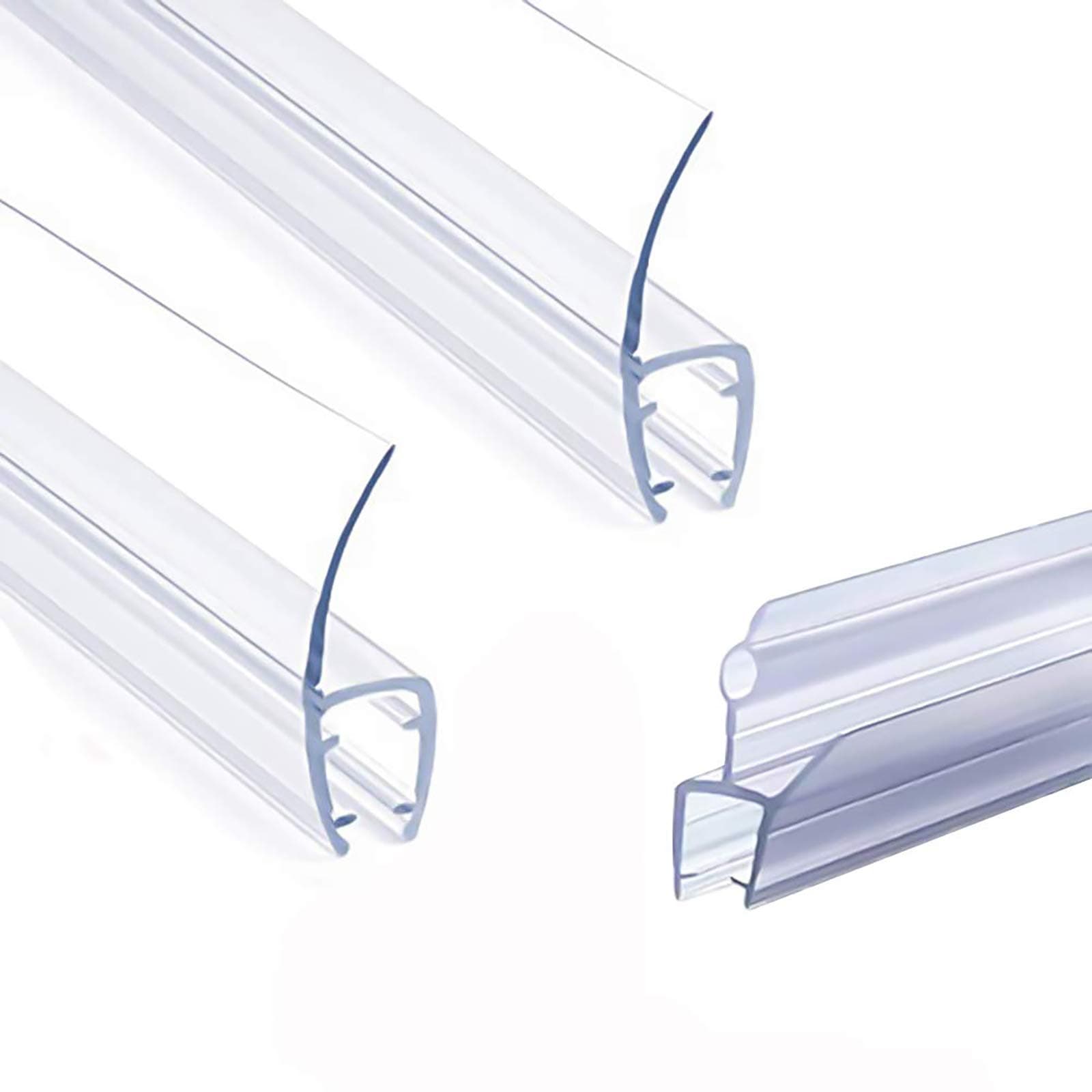 3-Pack 1/4" Frameless Glass Shower Door Bottom Seal, Weather Stripping Seal Sweep with Drip Rail for 1/4 Inch(6mm) Glass, 39"Long J+ 2PCS x 39" Long H-Type (H+J-Type)
