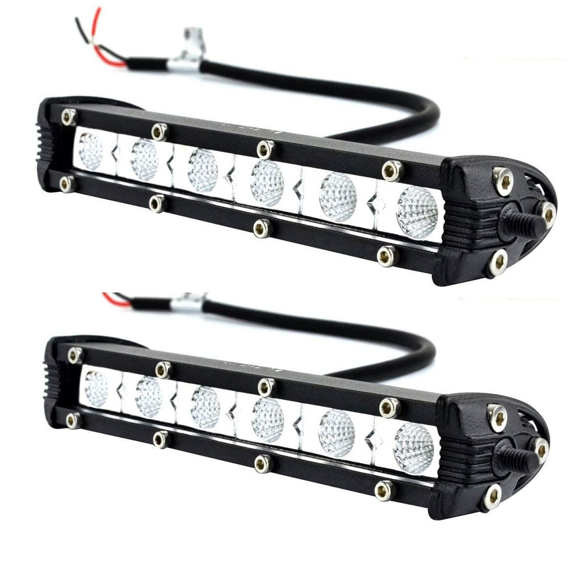 Bear Claw 2pcs 7" 18W CREE LED Work Light Bar + Brackets Ultra Thin Driving Lamp SUV Pickup Truck Car Boat