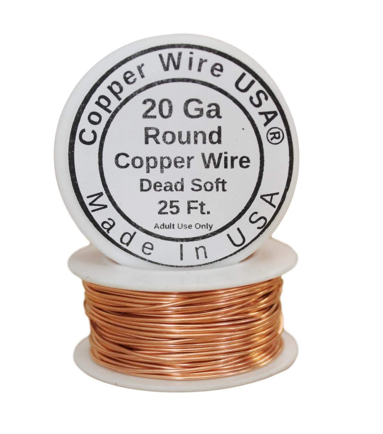 Bare Copper Wire,Dead Soft for Hobby,Craft, Jewelry Making (20 Ga - 25 Ft. Spool)