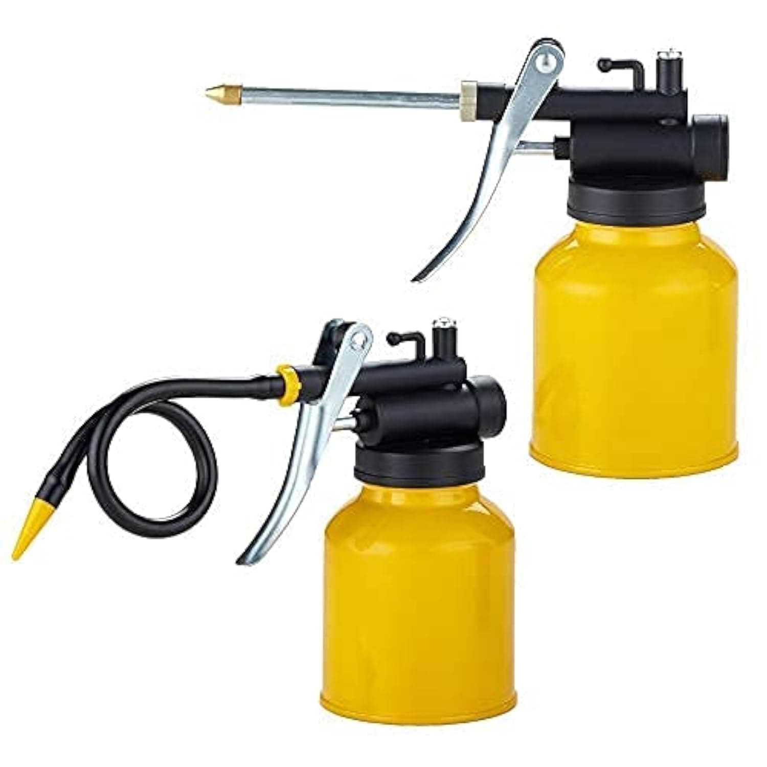Hand Pump Oiler Can Professional Level 8 oz. Capacity Pump Oiler with Metal & Long Flex Spout