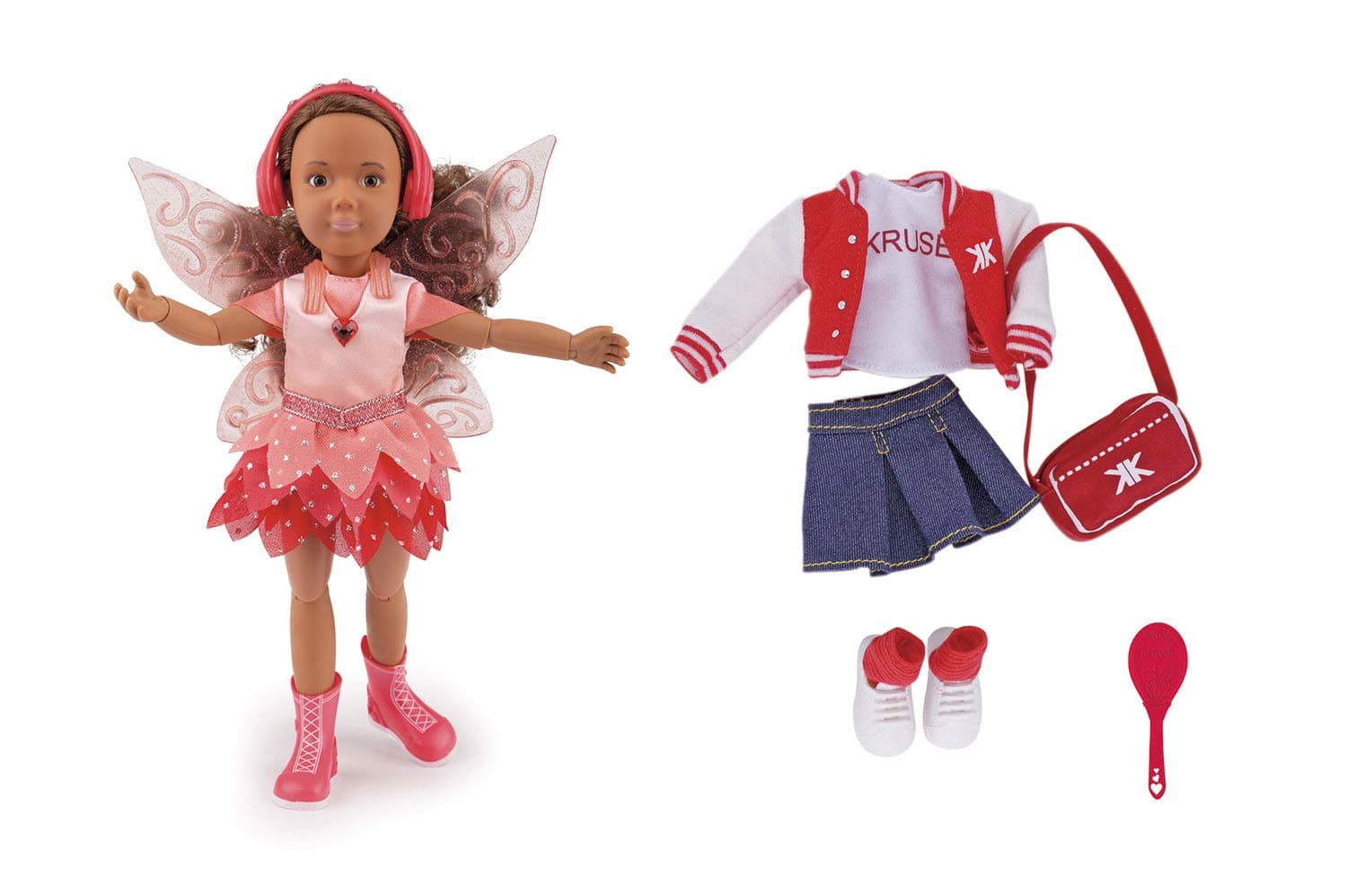 9” Poseable Dolls – Joy Deluxe Fairy Doll Set – Includes Magical Outfit, Magical Headphones, Casual Outfit, and Hairbrush – Made in Germany