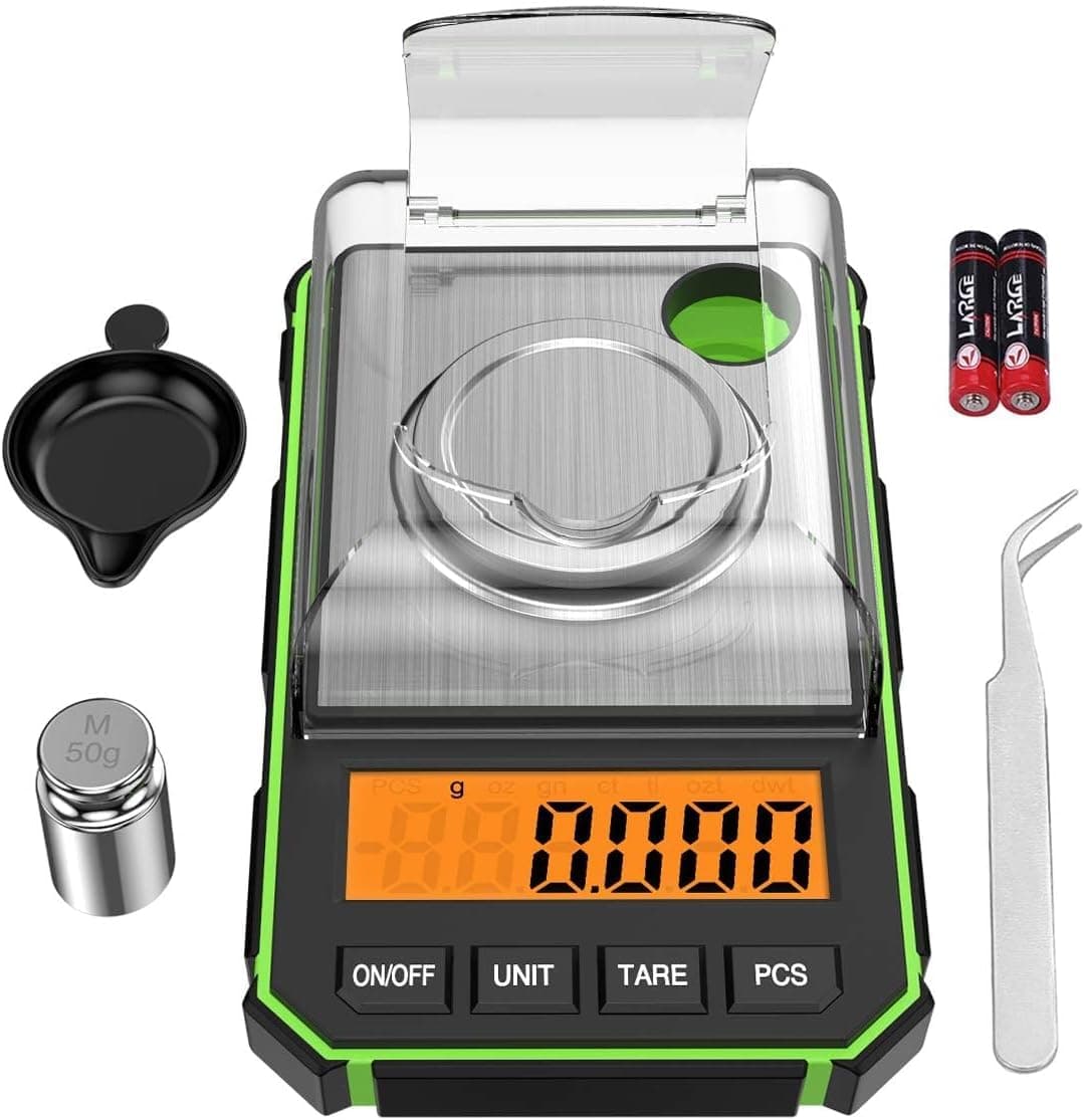 ORIA Mini Precision Scale, 50g 0.001g Digital Pocket Scale with 50g Calibration Weight and Electrostatic Tweezers, Kitchen Scale with Tare & LCD Backlit Display (Battery Included)