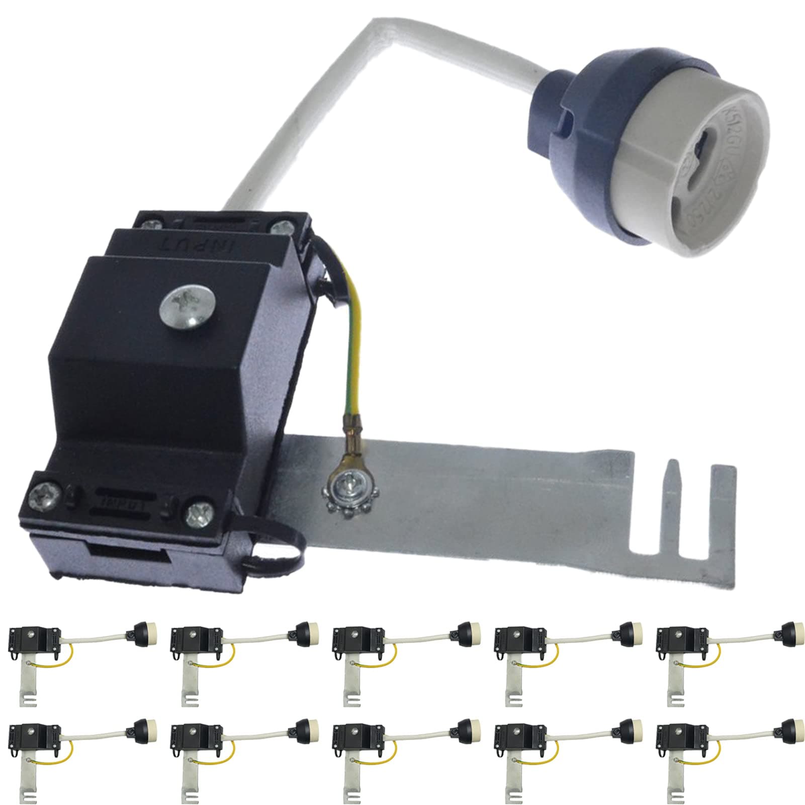 Pack of 10 Ceramic Gu10 Lamp Holder with Connection Terminal Box