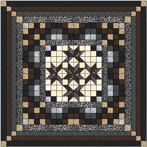 Easy Quilt Kit Nine Patch Star Lily Nuetral/queen/Precut/Ready to Sew!!