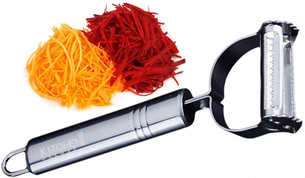 PREMIUM Vegetable Julienne Peeler – Ultra Sharp – 2 In 1 Dual Slicer - 100% Stainless Steel