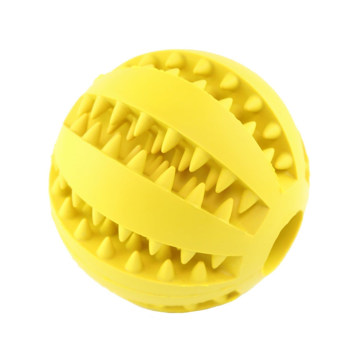XiaoRui Pet natural rubber chewing ball, dog interactive training toy ball, safe and non-toxic cleaning ball 7 cm.(yellow)