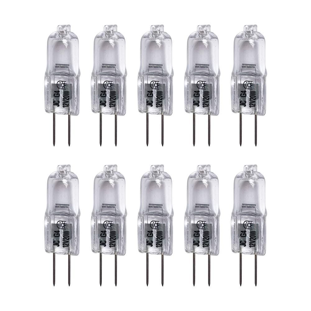 Vstar G4 12V 20W Bulb JC Type Bi-Pin Light,Clear, G4 Bi-pin Base Lamp(20W 10Pack)