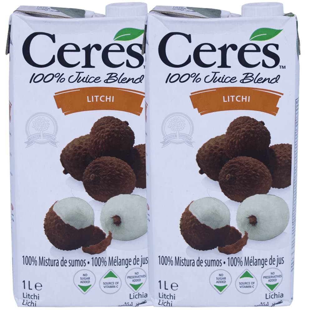Ceres Litchi 100% Fruit Juice, 1000 ml, 2 Pack, White