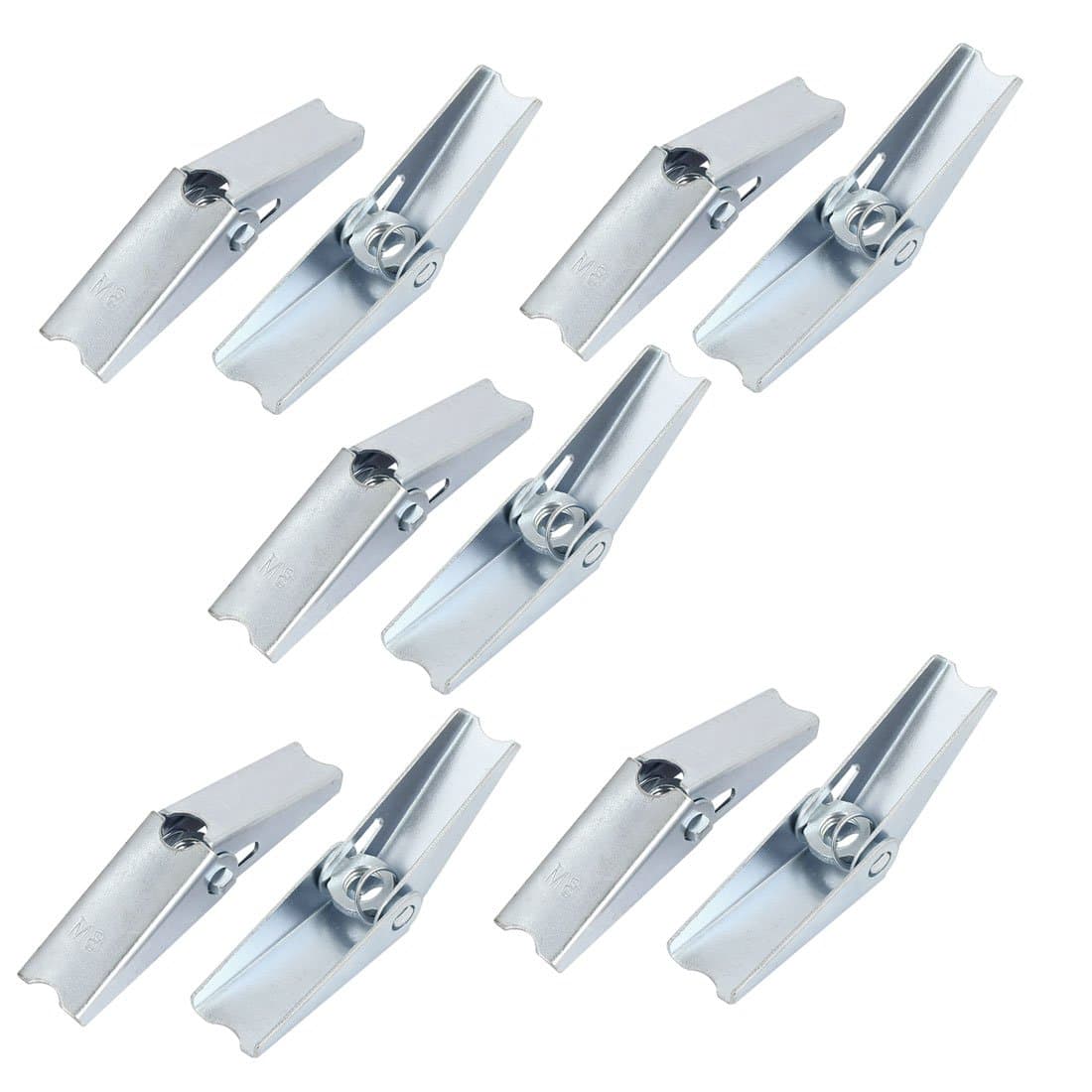 Sourcingmap M8 Dia Female Thread Spring Loaded Hollow Wall Anchor Toggle Wing Nut 10pcs