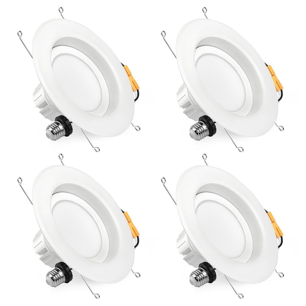 SGL 6" Dimmable LED Downlight, 13W (100W Replacement), 4000K Netural White, 1080 Lumens, Retrofit LED Recessed Lighting Fixture, LED Ceiling Light, Recessed Downlight, 4-Pack