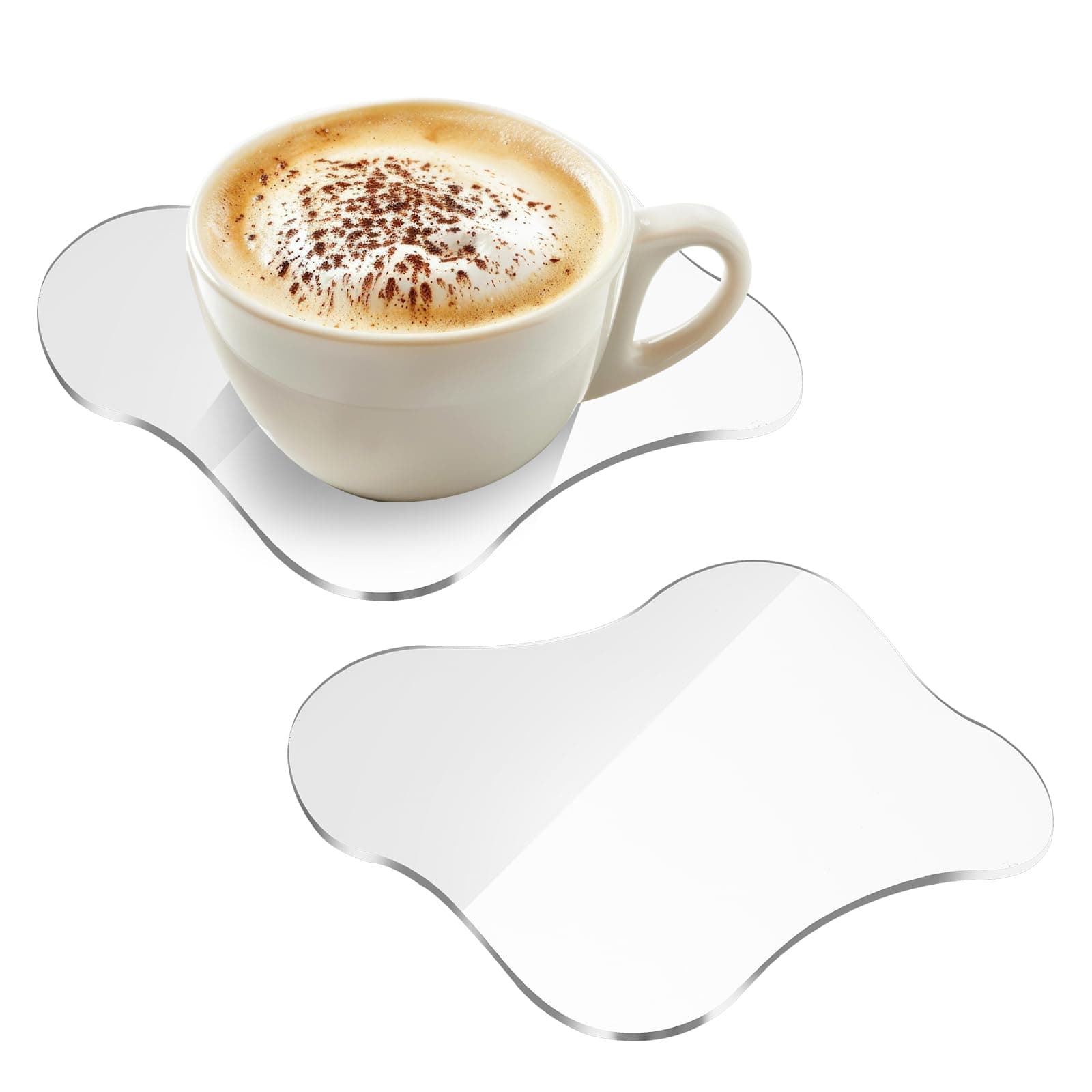 2Pcs Acrylic Coasters for Desk, Clear Desk Coasters for Office, Irregular Cup Coast Cloud Shape Cup Mats Coffee Mug Pad Table Ornaments for Office Dining Table Kitchen Bar