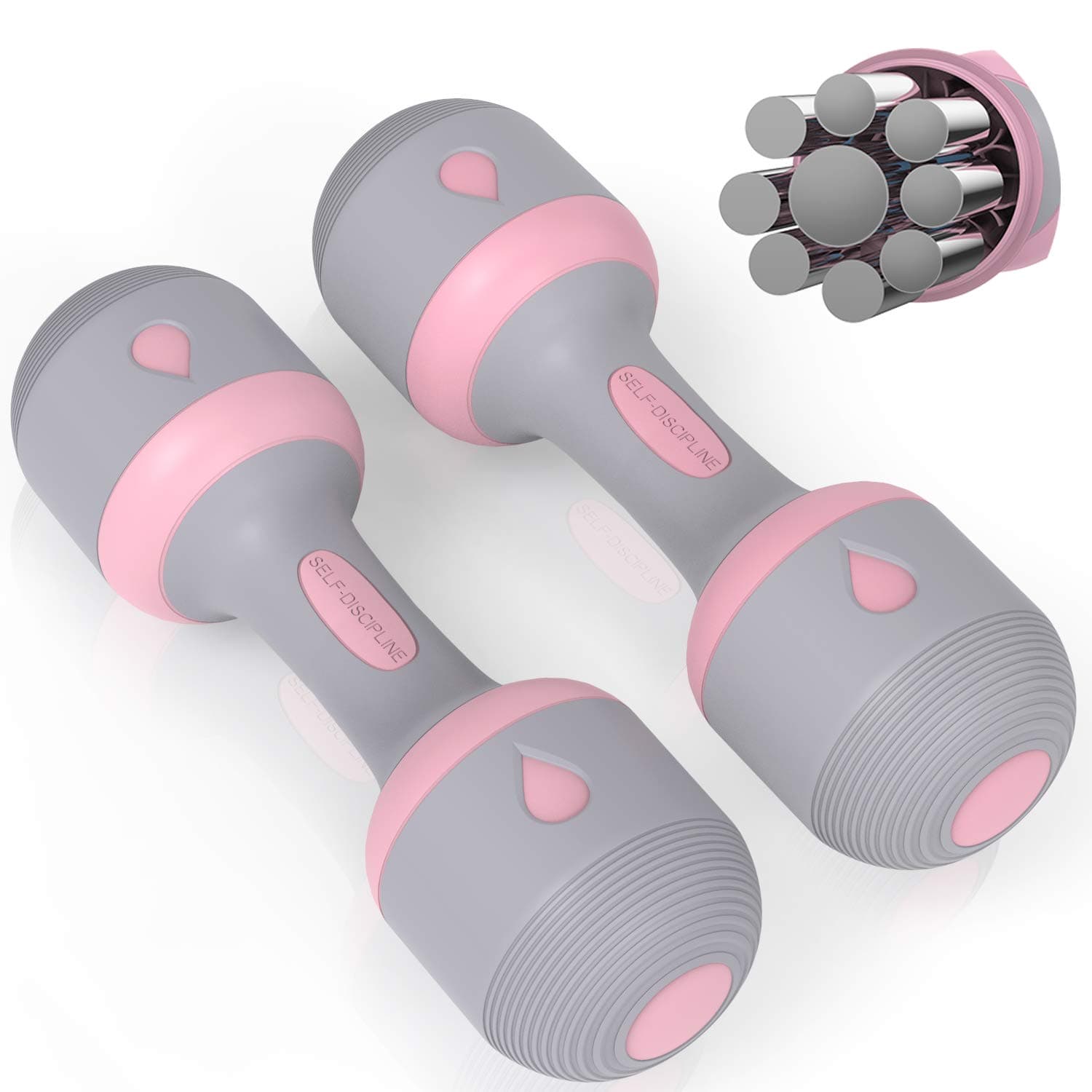 PANMAX Adjustable Dumbbells Weight Pair, 5-IN-1 Free Weights Dumbbell Set of 2 for Men Women Exercise & Fitness, All-Purpose, Home, Gym, Office Workout - 2kg (= 1kg,1.5kg,2kg) *2, 5kg(=1-5kg) *2