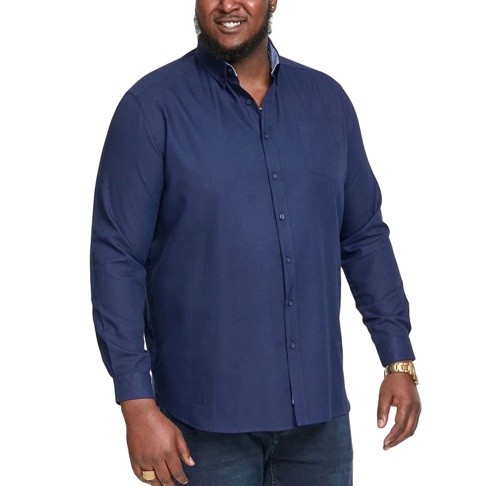 Men's Plus Size Richard Basic Oxford Long Sleeve Shirt in 5 Colours 2XL to 6XL