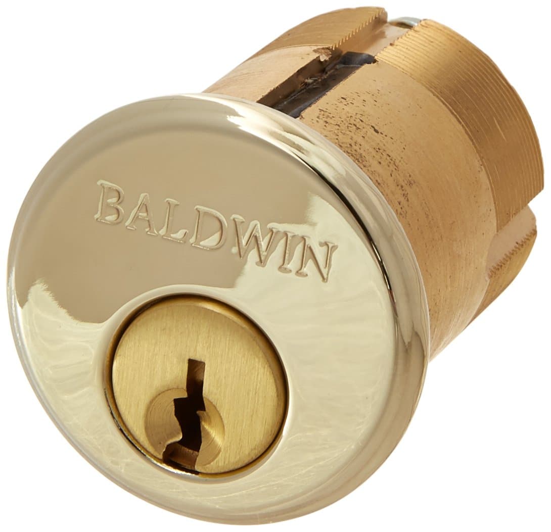 Baldwin8326 Mortise Cylinder C Keyway for 2" Thick Doors, Lifetime Polished Brass