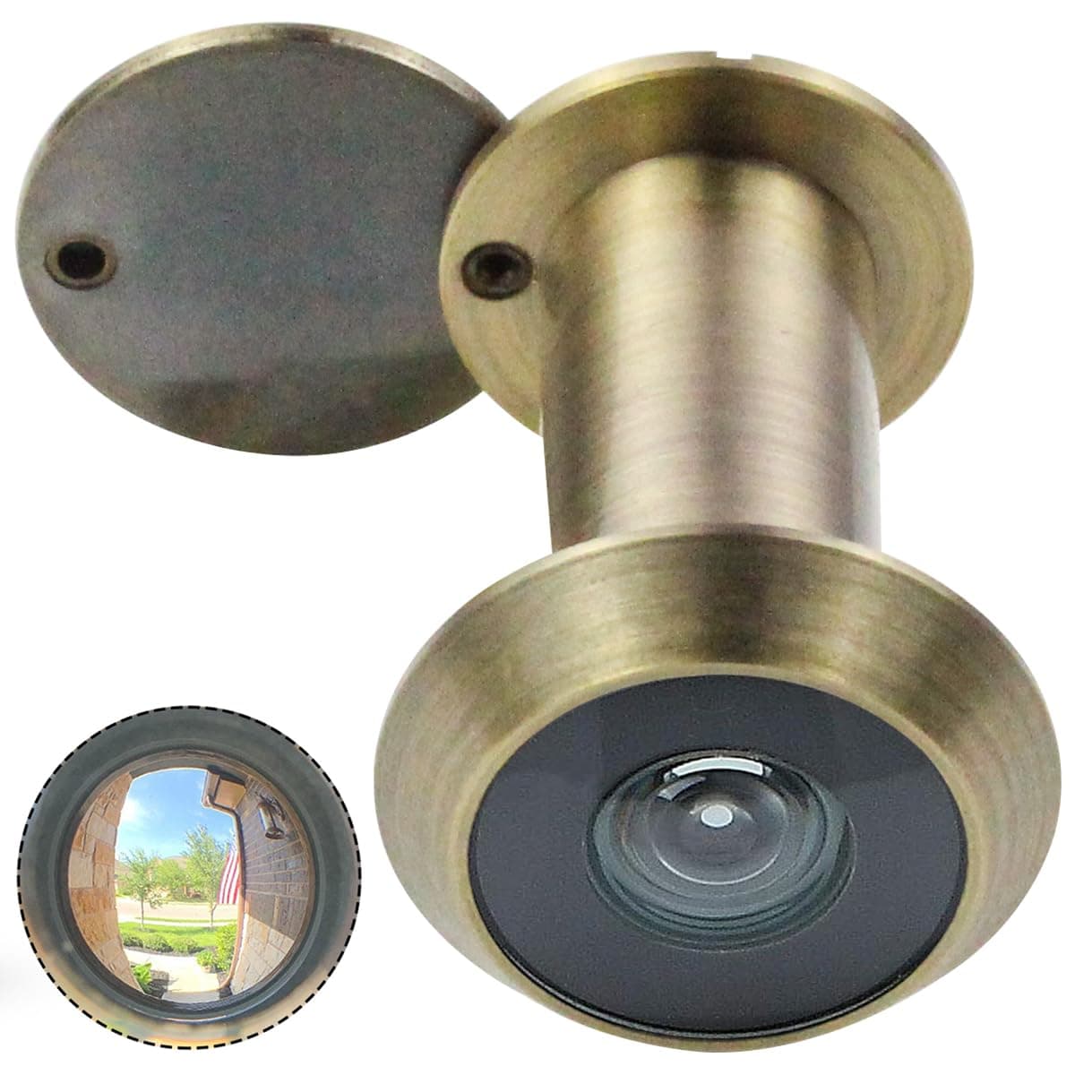 Earl Diamond - Peep Holes for Door, Solid Brass 200-Degree Door Viewer Peephole with Heavy Duty Rotating Privacy Cover for 1-3/8" to 2-1/6" Doors for Home Office Hotel, Antique Bronze