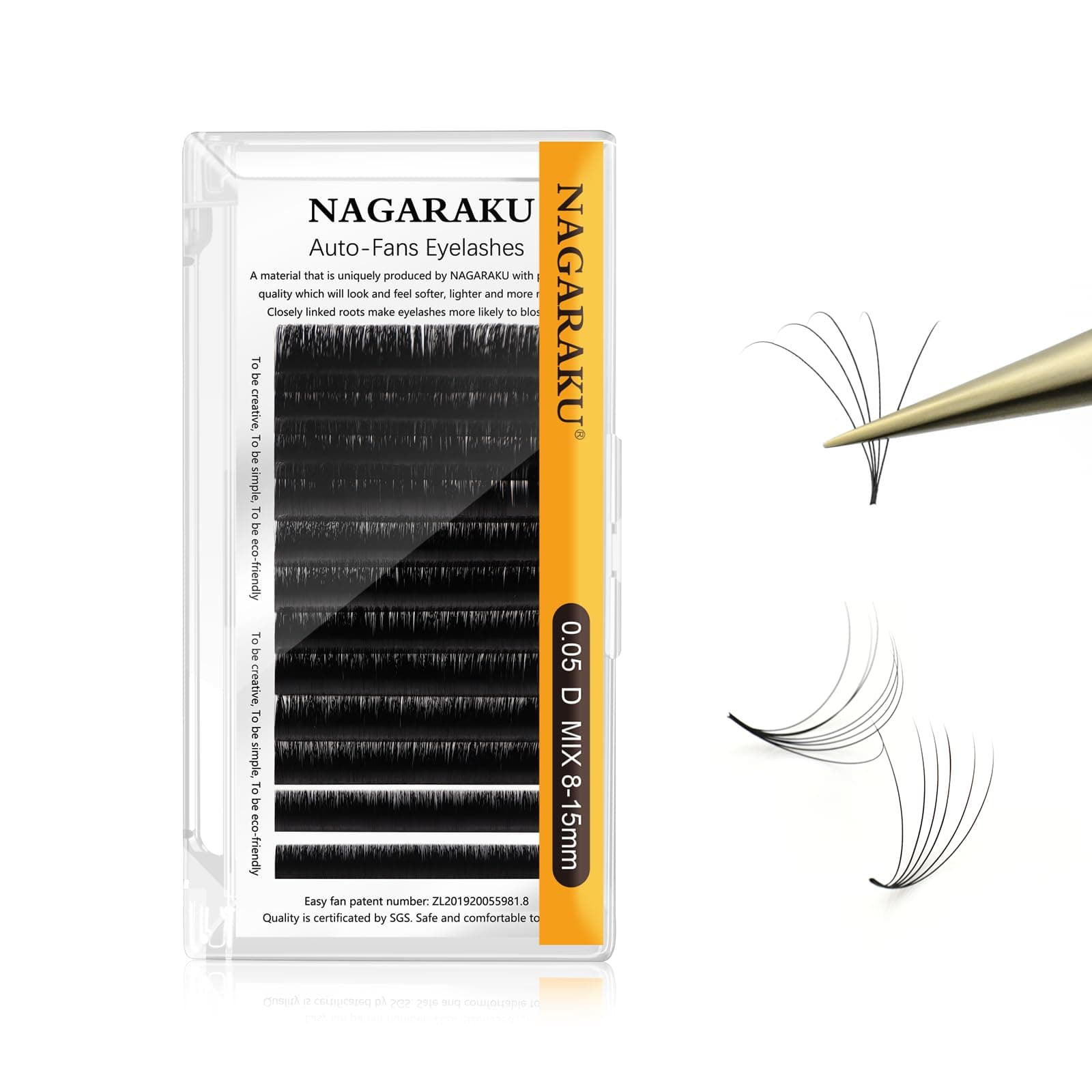 NAGARAKU Easy Fan Eyelash Extensions Volume Lash 0.05 D curl 8-15mm Rapid Blooming Faux Mink Cluster For Beginners Soft Professional Lash Supplies