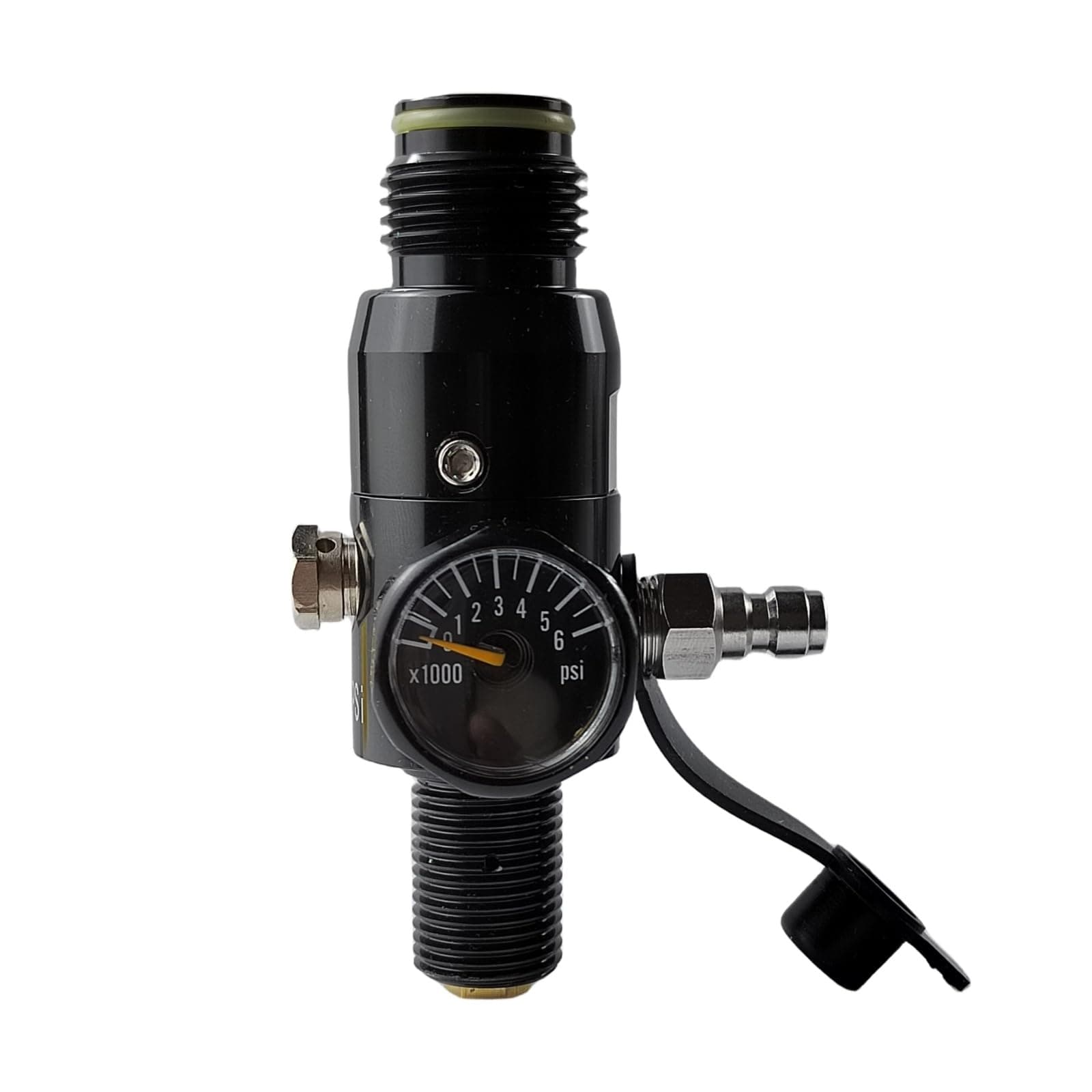 4500Psi Input,800Psi Output,5/8-18UNF Inlet and G1/2-14 Outlet Thread Paintball Air Tank Regulator with Gauge, Durable Aluminum Paintball Marker Regulator, HPA Cylinder Regulator(4500Psi Input)