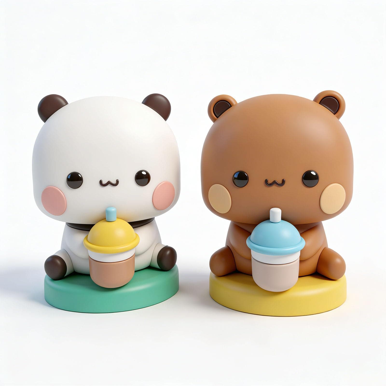 YOKUSHI 2 PCS Bubu and Dudu Bears Car Dashboard Decorations, Cute Cartoon Statue Bears Panda Figurine Office Desk Decor for Decor Accessories Tabletop Ornaments Gifts (A)