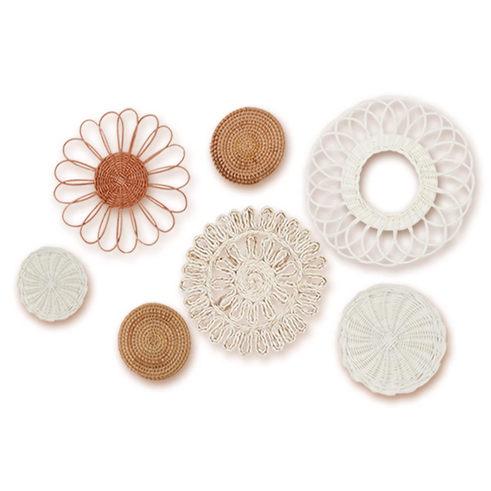 MeraMera Boho Wall Decor, Rattan Flower Wall Decor,Nursery Wall Decor,Nursery Decor Set of 7