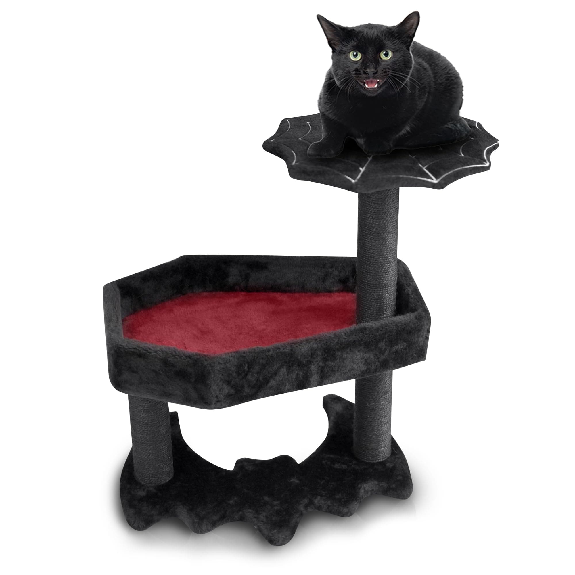 Littlesy Gothic Cat Tree with Coffin Cat Bed & Spooky Cat Toys - Spooky cat Tree for Halloween cat
