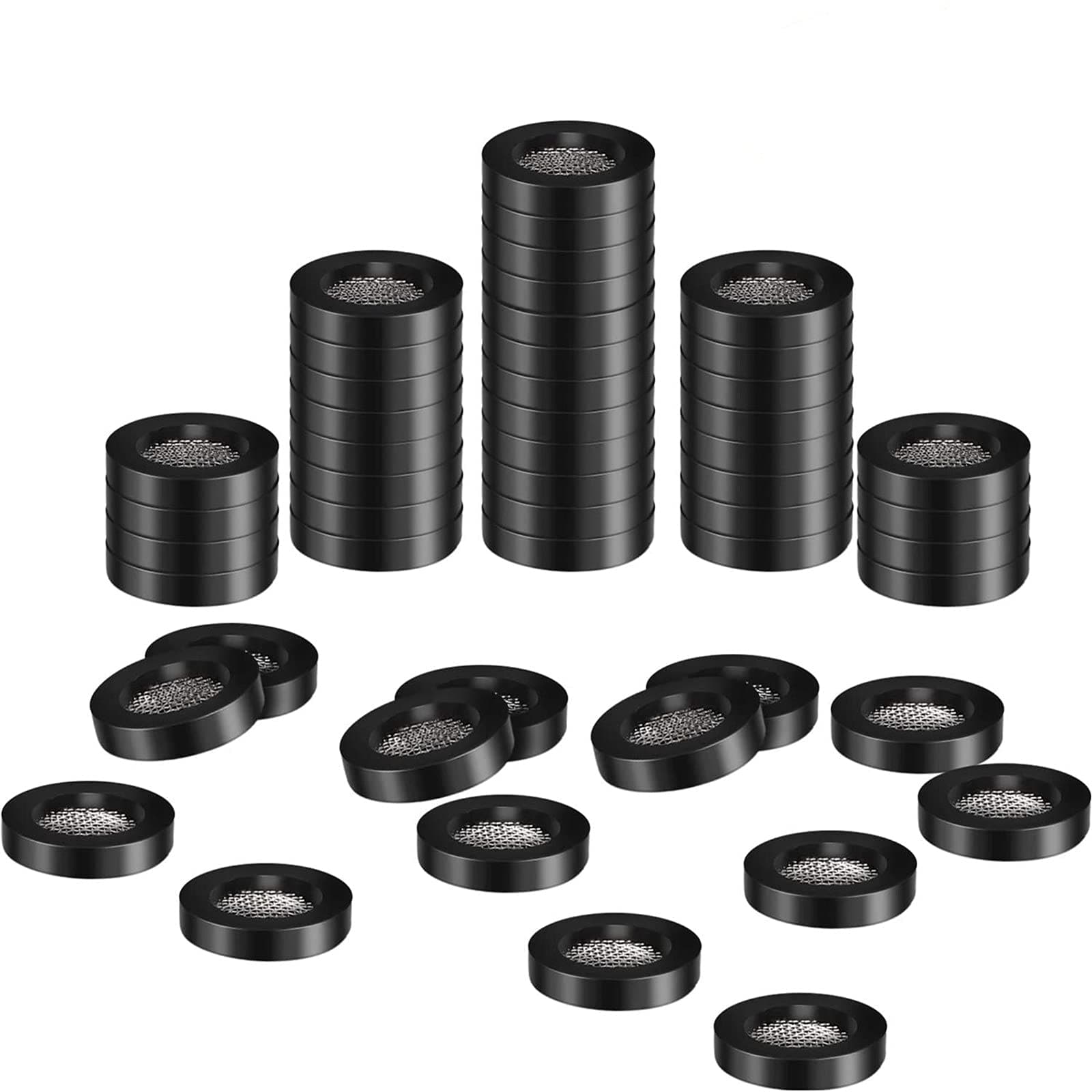 Mudder 50 Pack Stainless Steel Filter Shower Head Seal O Ring Hose Gasket Rubber Washer with 40 Mesh for 1/2 Inch Shower Hose Heads