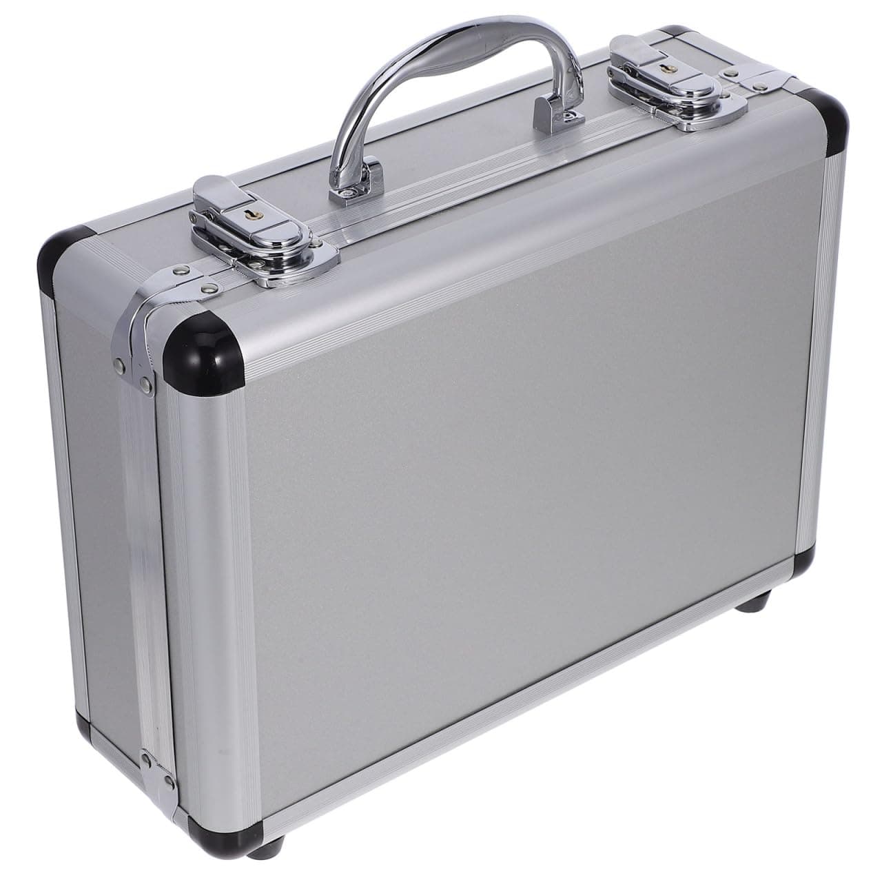 DOITOOL 12.5in Silver Aluminum Briefcase with Lock, Aluminum Briefcase for Men or Women, Metal Hard Case with Foam for Travelers Luggage Craftsman Travel Cash (12.5x9x4.3 Inch)