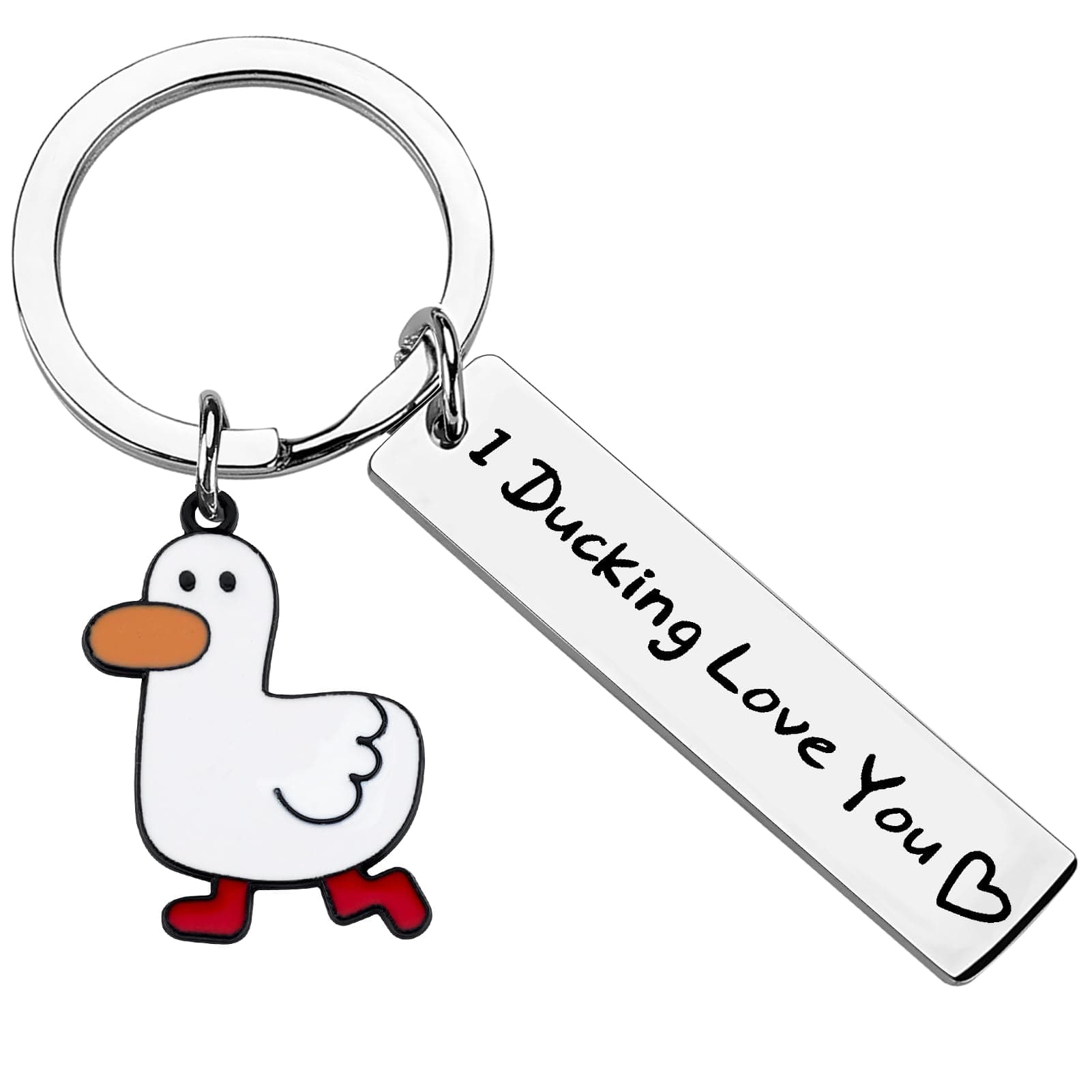 Duck Keychain for Couples Cute Keyring for Duck Lovers Funny Keychin for Car Backpack Gifts for Her Him Birthday