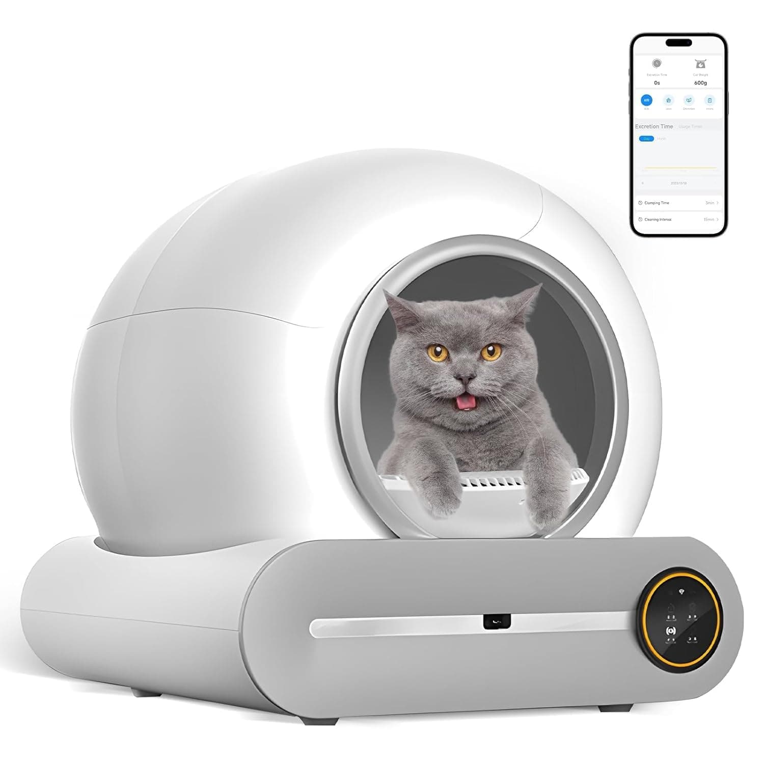 – SKY-TOUCH Smart Self Cleaning Cat Litter Box,65L+ 9L Extra Large Capacity Upgraded Automatic Self Litter Box, APP Control/Odor Removal/Safety Protection/Low Noise for Cats 1-8kg,1 Roll Trash Bag