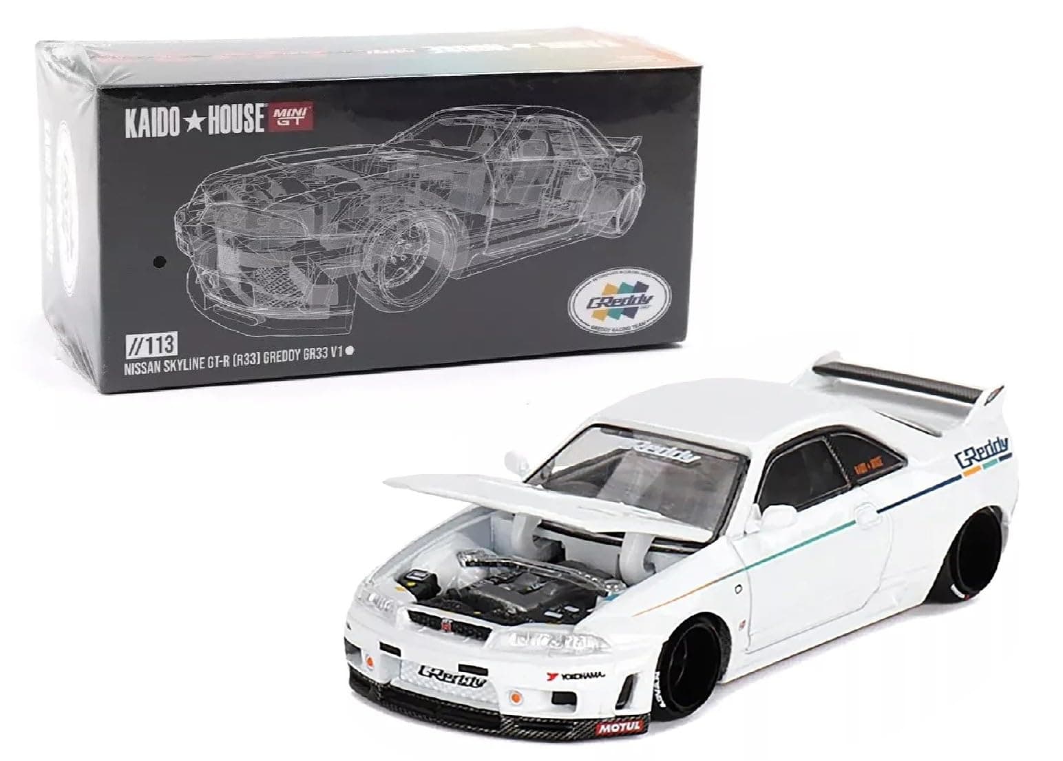 True Scale Miniatures Model Car Compatible with Nissan Skyline GT-R (R33) DAI33 V1 Limited Edition 1/64 Diecast Model Car Kaido House KHMG113