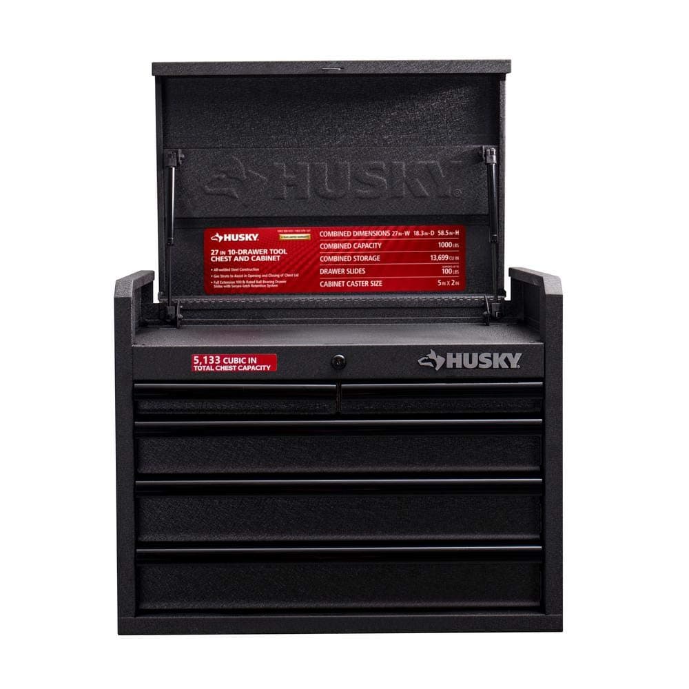 Husky 27 in. 10 Drawer Roller Cabinet Tool Chest Combo Textured Black